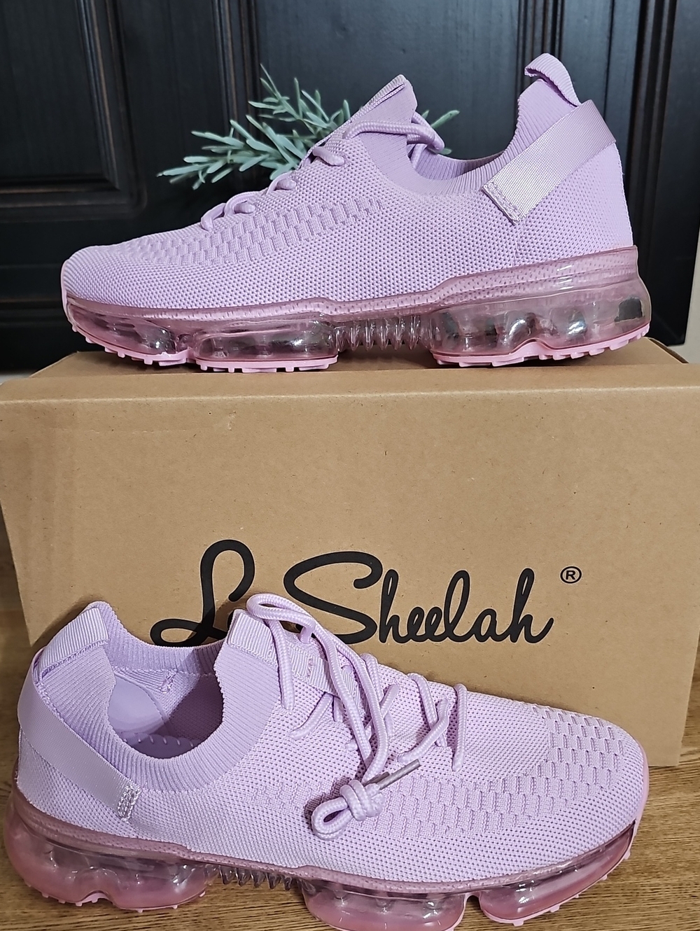 La Sheelah Women's Knit Air-Cushion Sneakers - Lavender Pink